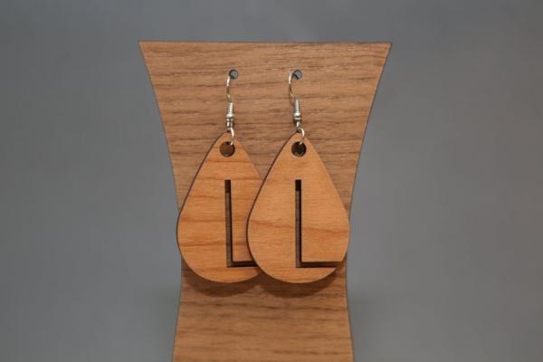 Handmade Wood Teardrop Earrings A-Z picture