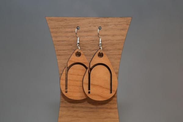 Handmade Wood Teardrop Earrings A-Z picture