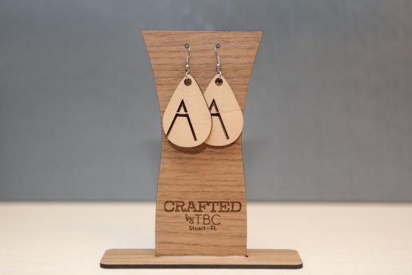 Handmade Wood Teardrop Earrings A-Z picture