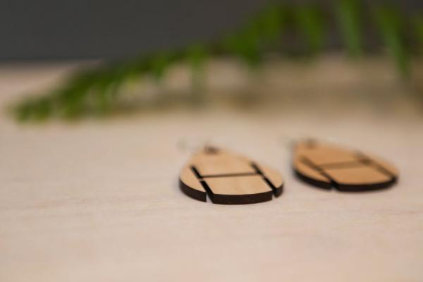 Handmade Wood Teardrop Earrings A-Z picture