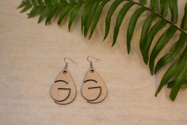 Handmade Wood Teardrop Earrings A-Z picture