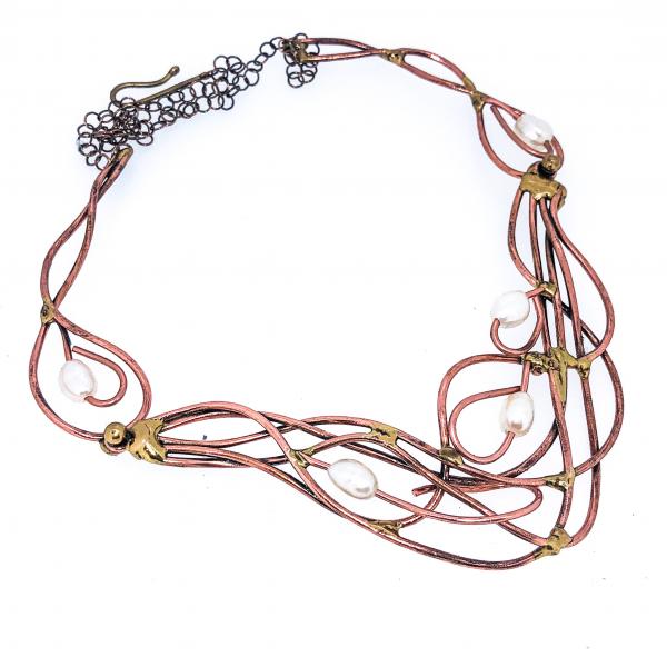 Copper Wire and Freshwater Pearls Necklace picture