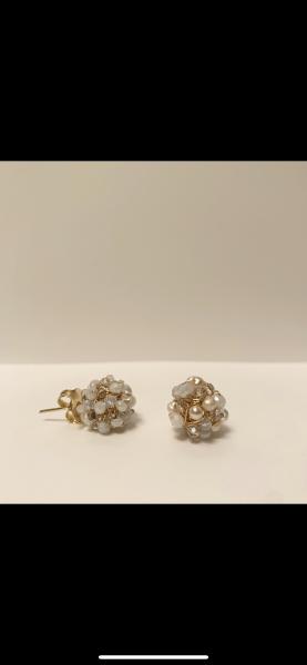 White Fireball Earrings