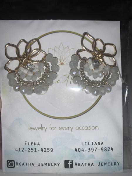 White Fan Earrings