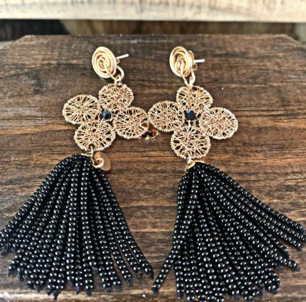 Black Dahlia Curtain Earrings picture