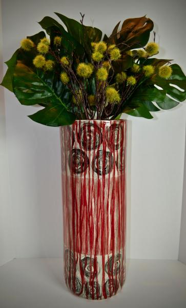 Red and White Vase with Drips picture