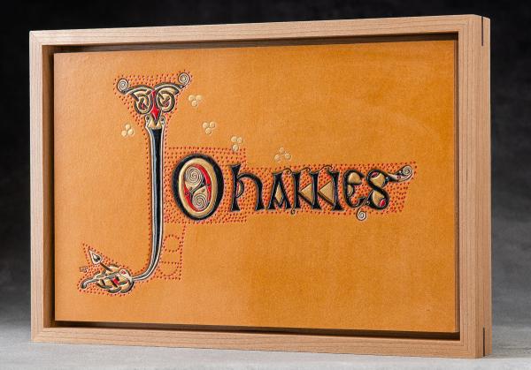 Illuminated name "Johannes" adapted from Augburg Gospels, f124r.  John_GDP8390