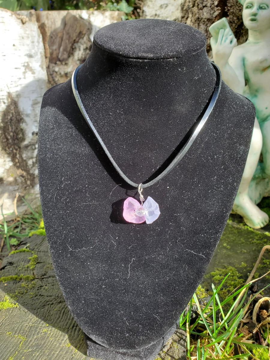 Purple and Pink Aura Quartz Necklace picture