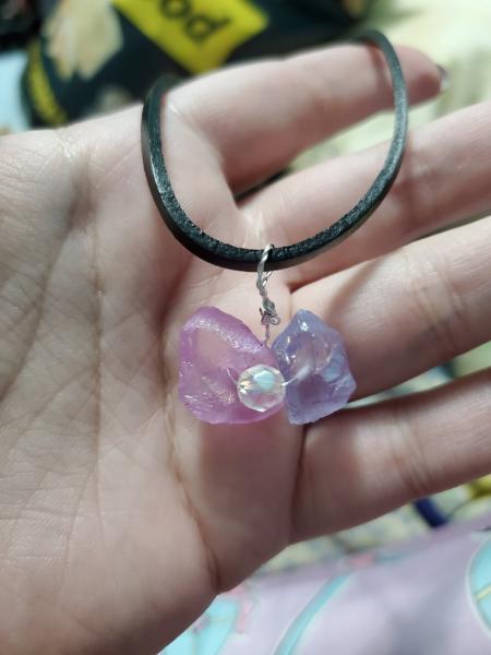 Purple and Pink Aura Quartz Necklace