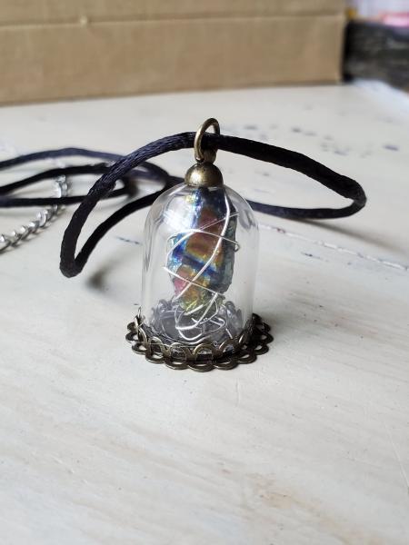 Peacock Ore Bell Jar Necklace picture