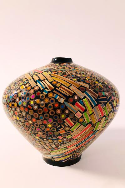 Colored Pencil Wood-turned Vessel picture