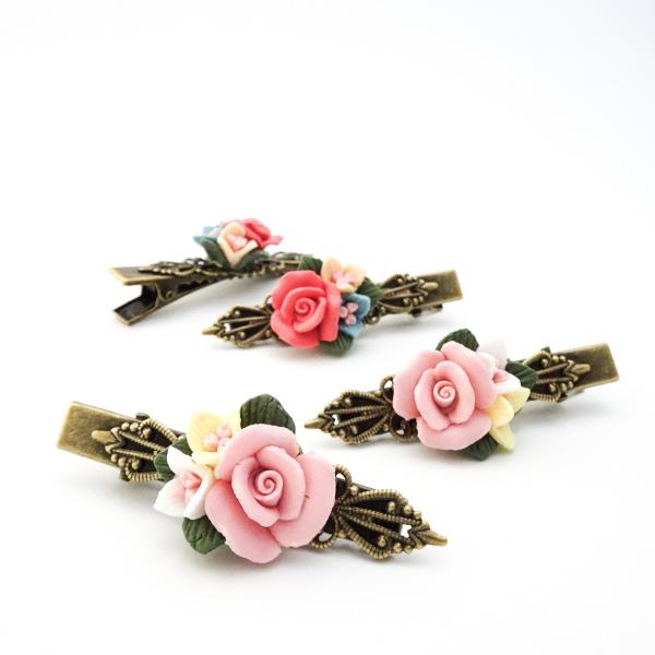 Porcelain Flower Barrettes | Two Styles
