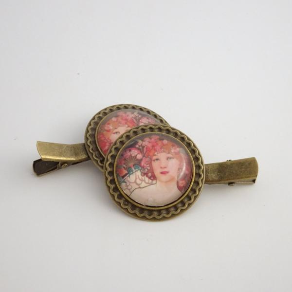 Art Nouveau Barrettes | Alfonse Mucha Hair Clips