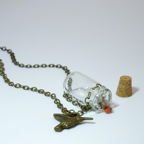 Hummingbird Necklace | Real Hummingbird Feather | Red Iridescent