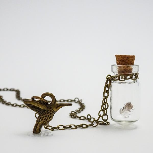 Hummingbird Necklace | Real Hummingbird Feather | Green Iridescent