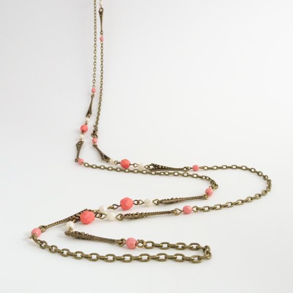 Long Wrap Necklace | Czech Glass Beads and Chain