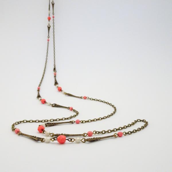 Geometric Long Wrap Necklace | Czech Glass Beads and Chain