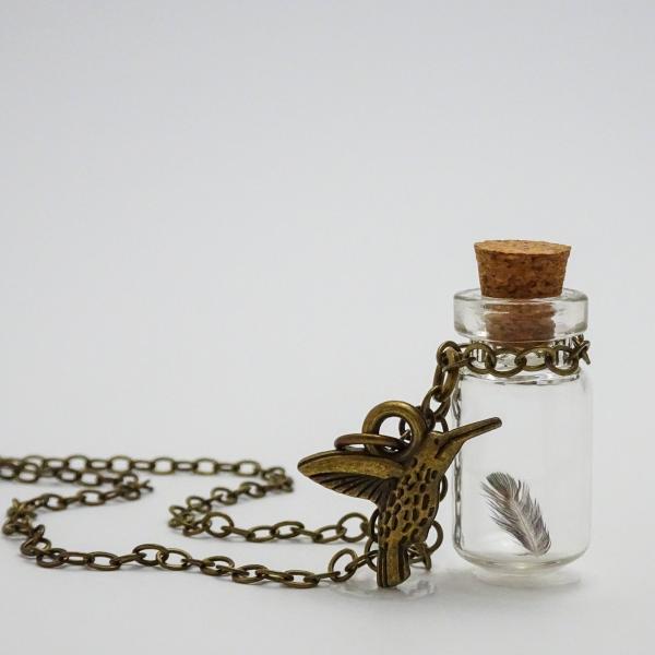 Hummingbird Necklace | Real Hummingbird Feather | Green Iridescent