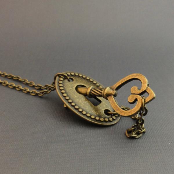 Keyhole & Key Necklace | Long Y Escutcheon Necklace
