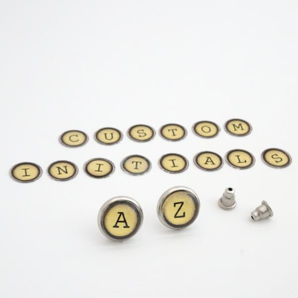 Initial Earrings | Personalized Typewriter Stud Earrings | Stainless Steel