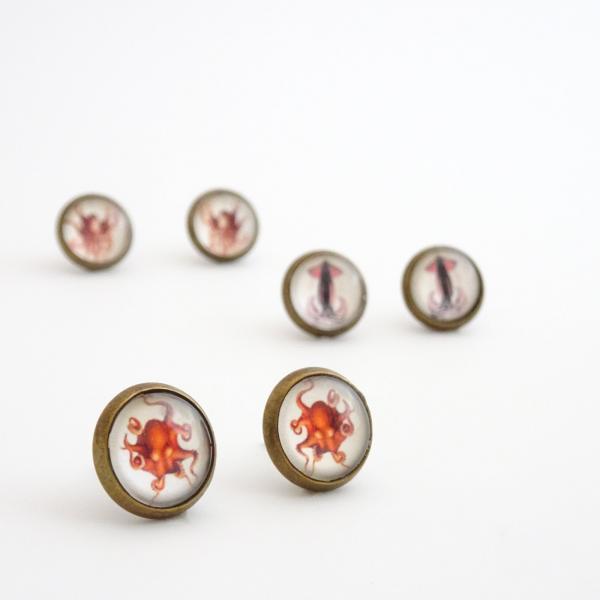 Octopus Earrings | Nautical Steampunk Stud Earrings