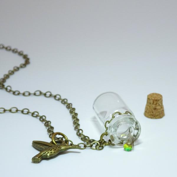 Hummingbird Necklace | Real Hummingbird Feather | Lime Green Iridescent