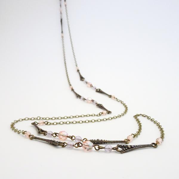 Geometric Long Wrap Necklace | Czech Glass Beads and Chain