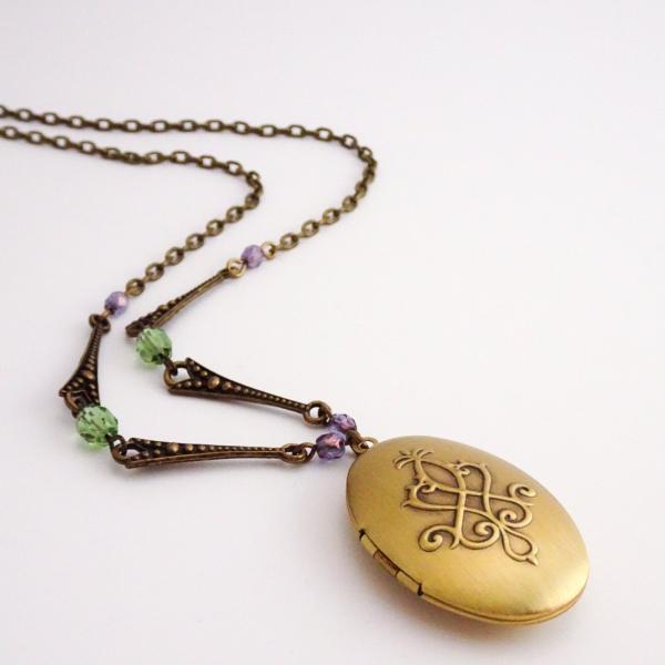 Locket Necklace with Czech Glass Beads