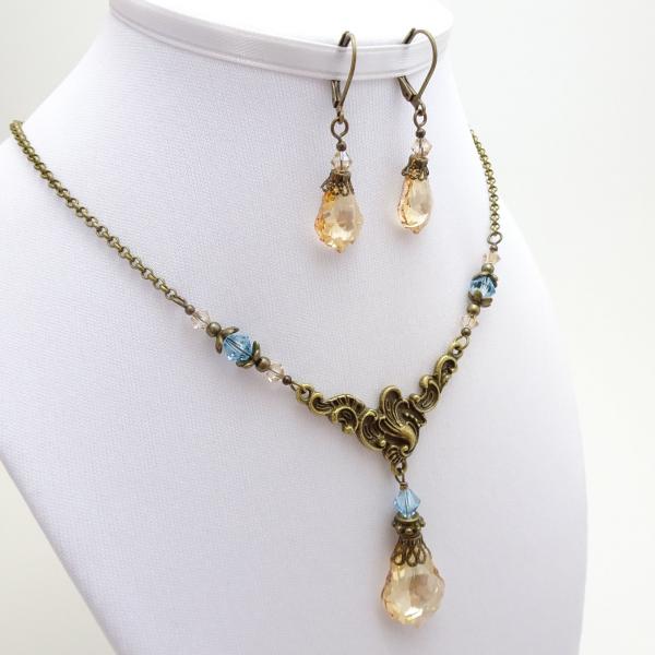Swarovski Titanic Necklace | Victorian Crystal Necklace & Earrings Set picture