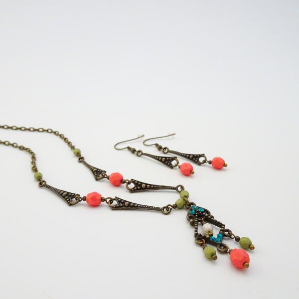 Victorian Necklace | Downton Abbey | Art Deco Necklace | Geometric Necklace and Earrings Set