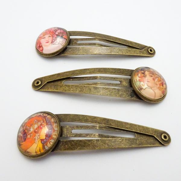 Art Nouveau Barrettes | Alfonse Mucha
