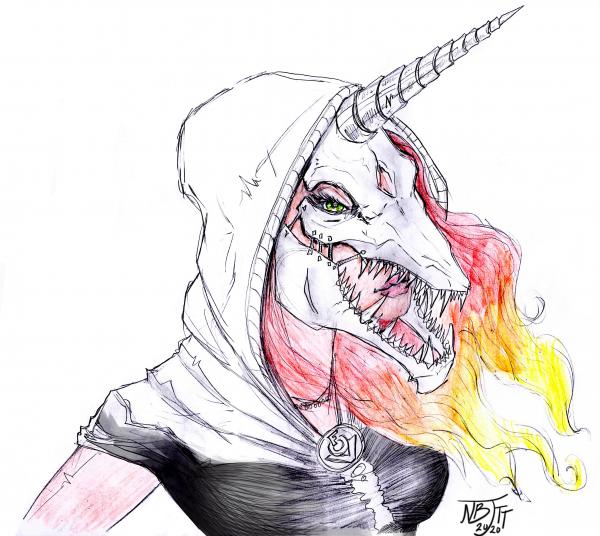 Skull girl-Dragon picture