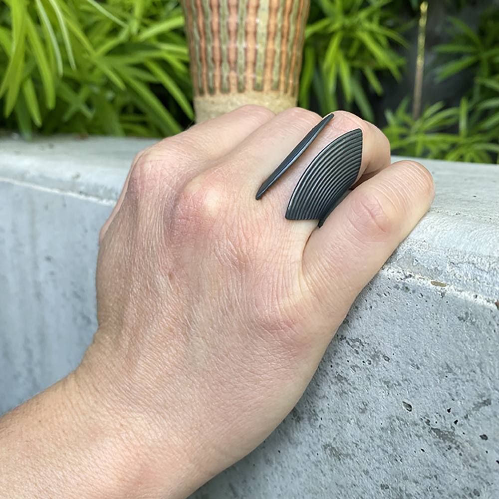Ripples Oxidized Silver Ring picture