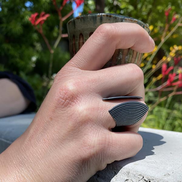 Ripples Oxidized Silver Ring picture