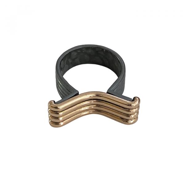 Bimetal Lines Silver and Bronze Ring