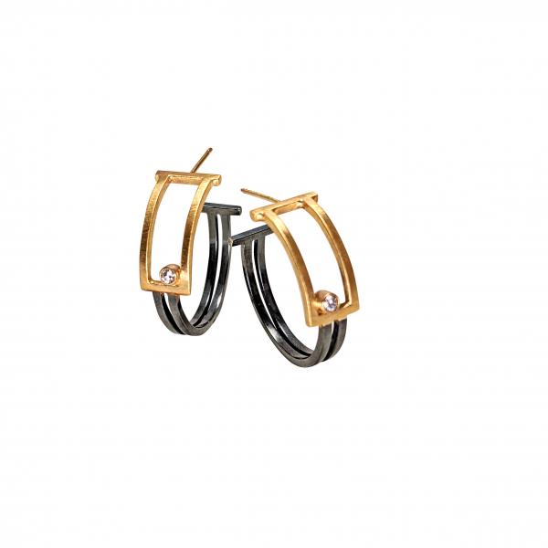 Boxed Hoops Gold&Stone