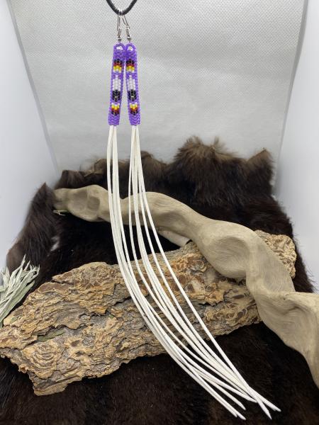 10' Beaded feather earrings picture