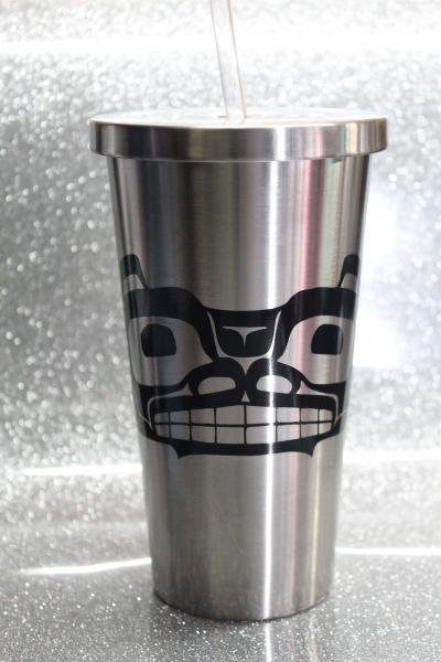 Stainless Steel 16oz Coastal Bear Cup w/Straw