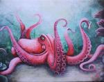 Pink Octopus on Canvas
