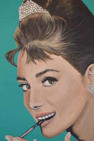 Holly Golightly (Audrey Hepburn) 24" by 36" oil on canvas picture