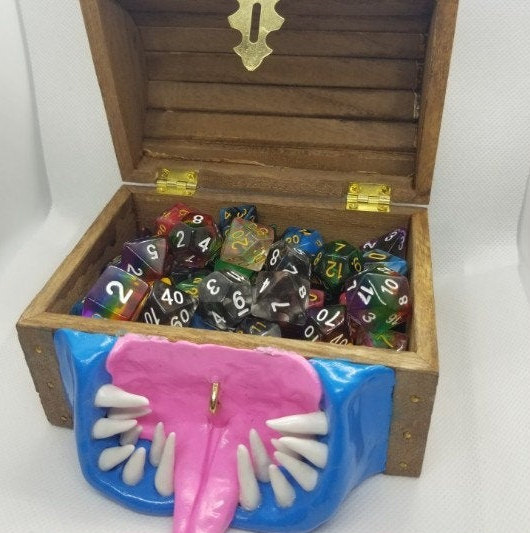 Dark Blue Mimic Dice Box | Dungeons and Dragons Dice Box | For Tabletop Gamers, Role-players, Dice, Miniatures, Notes picture