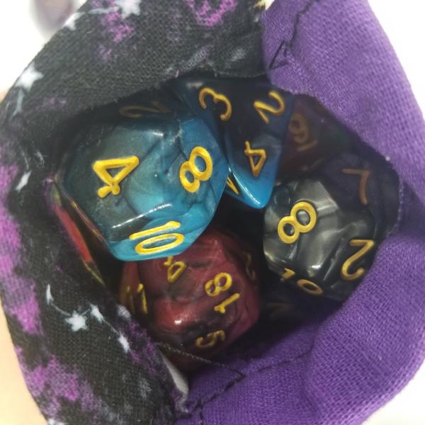 Small Purple Planet Constellation Dice Bag | D&D Dice Bag | Dungeons and Dragons Dice Bag | For Tabletop Gamers, Role-players, Dice picture