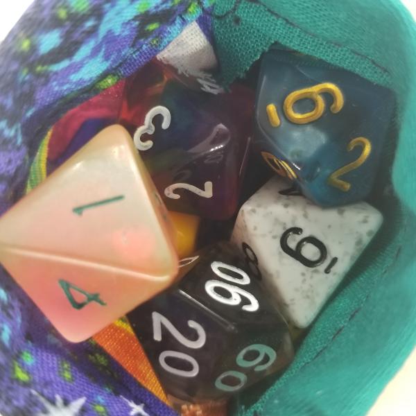 Small Blue Galaxy Planet Dice Bag | D&D Dice Bag | Dungeons and Dragons Dice Bag | For Tabletop Gamers, Role-players, Dice picture