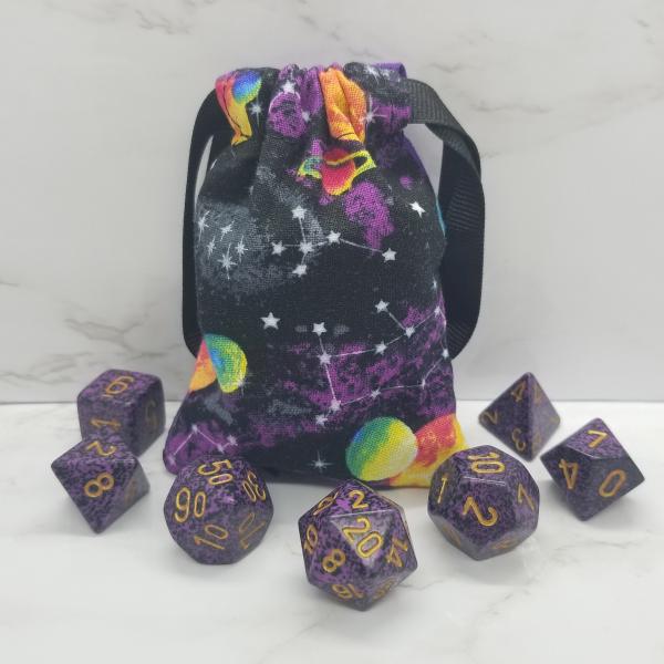 Small Purple Planet Constellation Dice Bag | D&D Dice Bag | Dungeons and Dragons Dice Bag | For Tabletop Gamers, Role-players, Dice picture