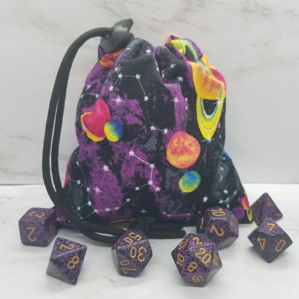 Large Purple Planet Constellation Dice Bag | D&D Dice Bag | Dungeons and Dragons Dice Bag | For Tabletop Gamers, Role-players, Dice picture