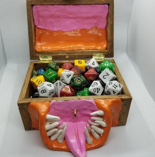 Orange Mimic Dice Box | Dungeons and Dragons Dice Box | For Tabletop Gamers, Role-players, Dice, Miniatures, Notes picture