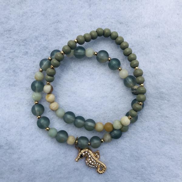 Jade Beaded Bracelet Set 2pc picture