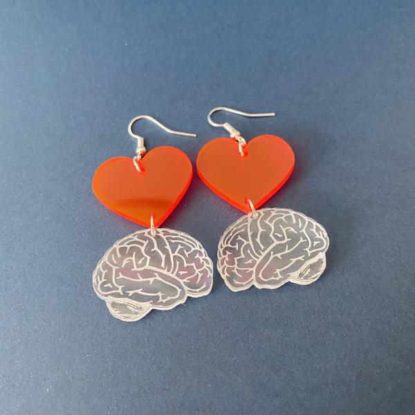 "Love on the Mind" Brain & Heart Acrylic Earrings