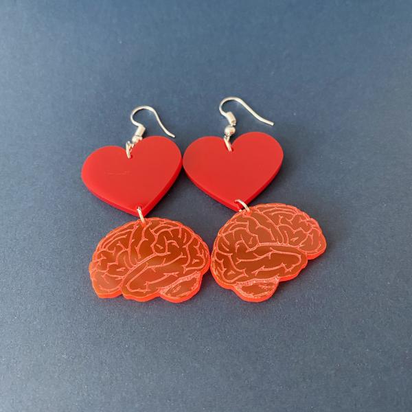 "Love on the Mind" Brain & Heart Acrylic Earrings picture