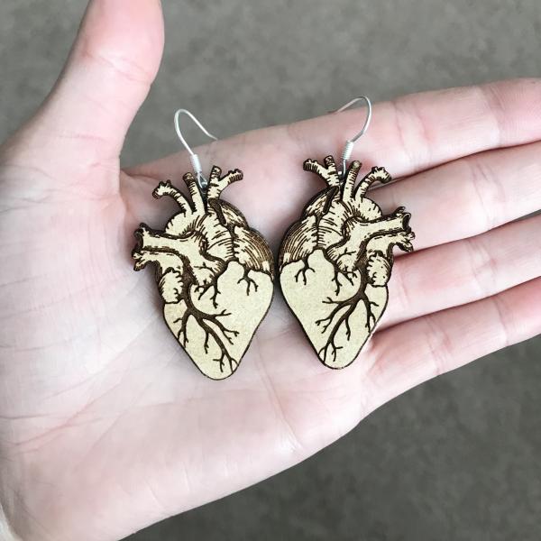 Hand-Painted Anatomical Heart Earrings picture